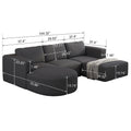 104.32*66.92 Modular Sectional Sofa Sleeper Couch, Sectional Sofa With Chaise And Ottoman, Convertible U Shaped Modular Sofa Set. Compressed Sponge, Dark Grey. Combo A 2B 2D Dark Grey Primary Living Space Soft Minimalist,Modern Foam Spring 5 Seat