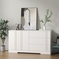 Sideboard Buffet Cabinet With Storage, Modern Kitchen Buffet Storage Cabinet With Drawer And Doors, Large Coffee Bar With Adjustable Shelves For Kitchen White Mdf