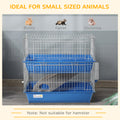 Pawhut 2 Tier Guinea Pig Cage, Ferret Cage, Chinchilla Cage, Small Animal Cage Indoor With Dish And Bottle, 2 Doors, Deep Bottoms, Ramp, 28