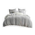 3 Piece Cotton Jacquard Duvet Cover Set King Gray Cotton