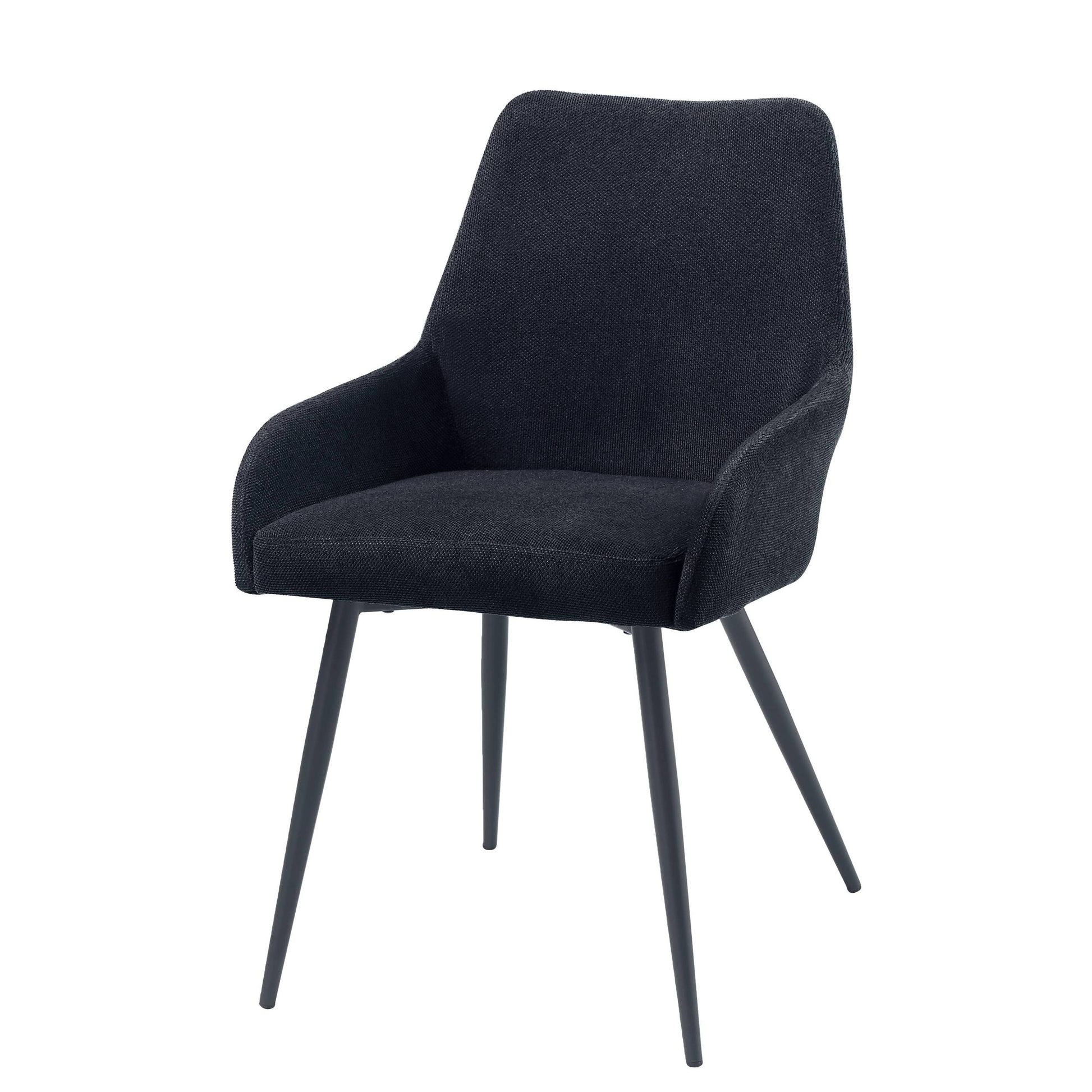 Zudora Side Chair Set 2 , Black Linen & Black Finish Dn01949 Black Plywood