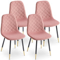 Pink Velvet Tufted Accent Chairs With Golden Color Metal Legs, Modern Dining Chairs For Living Room,Set Of 4 Pink Dining Room Dry Clean Modern Dining Chairs Solid Back Set Of 4 Or More Foam Velvet