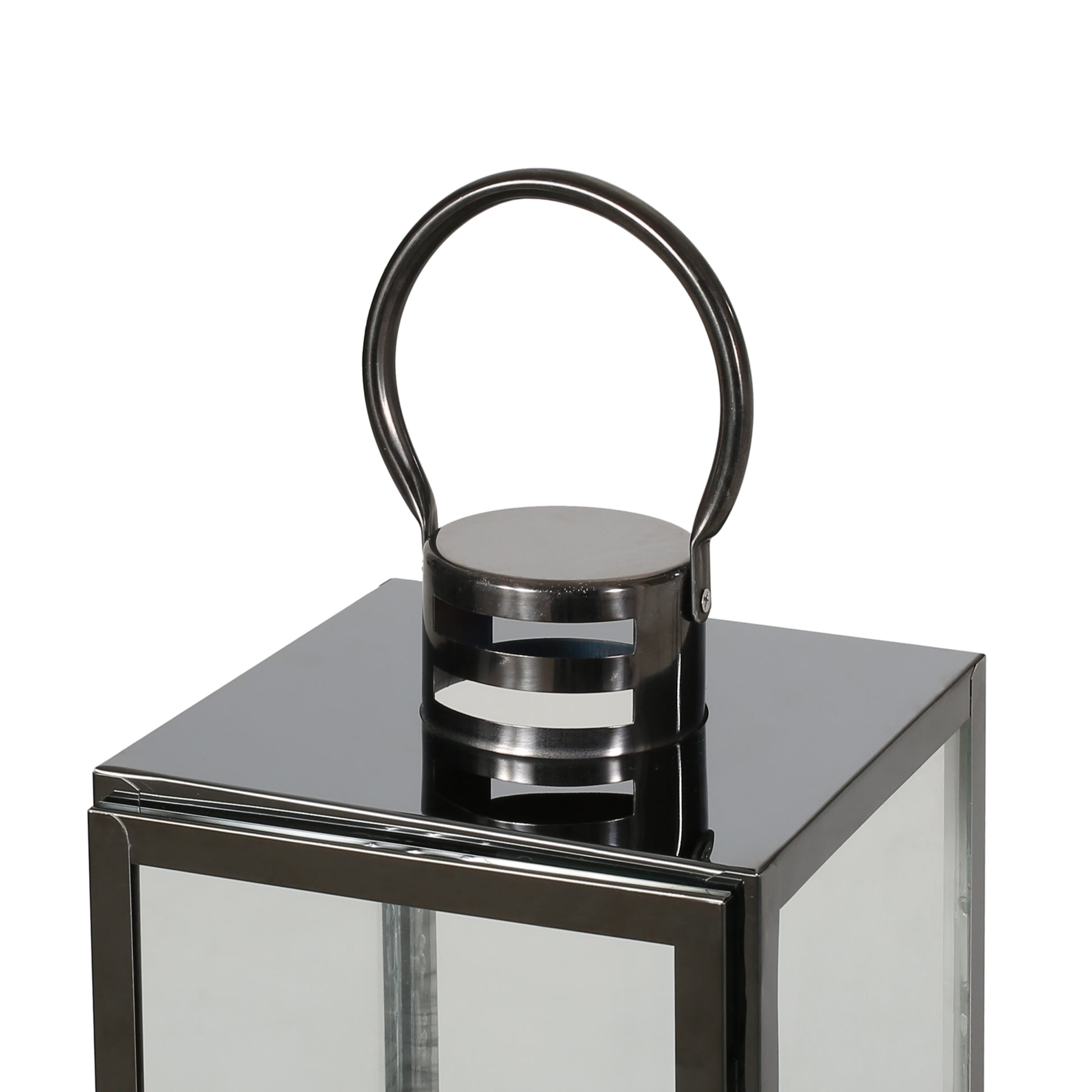 23.75'' H Stainless Steel Tabletop Lantern Black Stainless Steel