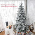Homcom 8Ft Snow Flocked Artificial Christmas Tree With 2003 Tips, Foldable Metal Stand, Easy Assembly, Hinged Xmas Tree For Home, Office, Holiday, Green Green Plastic