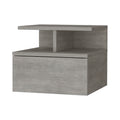 Augusta Floating Nightstand With 2 Tier Shelf And 1 Drawer Gray 1 Drawer Bedroom Contemporary Pine Shelving Pine Particle Board Engineered Wood