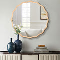 Solid Wood Wavy Mirror Natural Wood Vanity Mirror Wall Decor 36