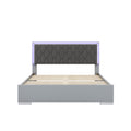 4 Pieces Bedroom Sets Queen Size Upholstered Bed With Led Lights, Mirrored Nightstands And Dresser With Metal Handles And Legs,Grey Queen Grey 4 Piece Set Solid Wood Mdf