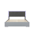 Queen Size Upholstered Bed With Led Lights,Modern Platform Bed With Velvet Headboard,Grey Queen Grey Mdf