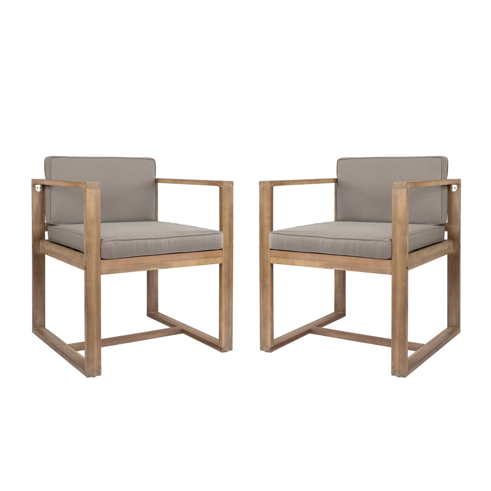 Patio Dining Chairs Set Of 2 Light Brown Acacia Wood