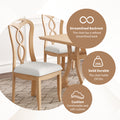 Retro 6 Piece Trestle Dining Table Set With Upholstered Dining Chairs And Dining Bench, Smooth Dining Backs For Dining Room, Living Room, Kitchen, Natural Upholstered Chair Wood Natural Beige Seats 6 Wood Dining Room Solid Wood Rubberwood Trestle
