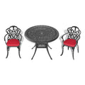 Cushions In Random Colors 3 Piece Set Of Cast Aluminum Patio Furniture With Cushions Yes Dining Set Black Seats 2 Rust Resistant Frame Water Resistant Cushion Garden & Outdoor Complete Patio Sets Aluminium