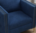 Accent Chair For Living Room Upholstered Arm Chair With Metal Legs Navy Blue Velvet Navy Blue Foam Fabric