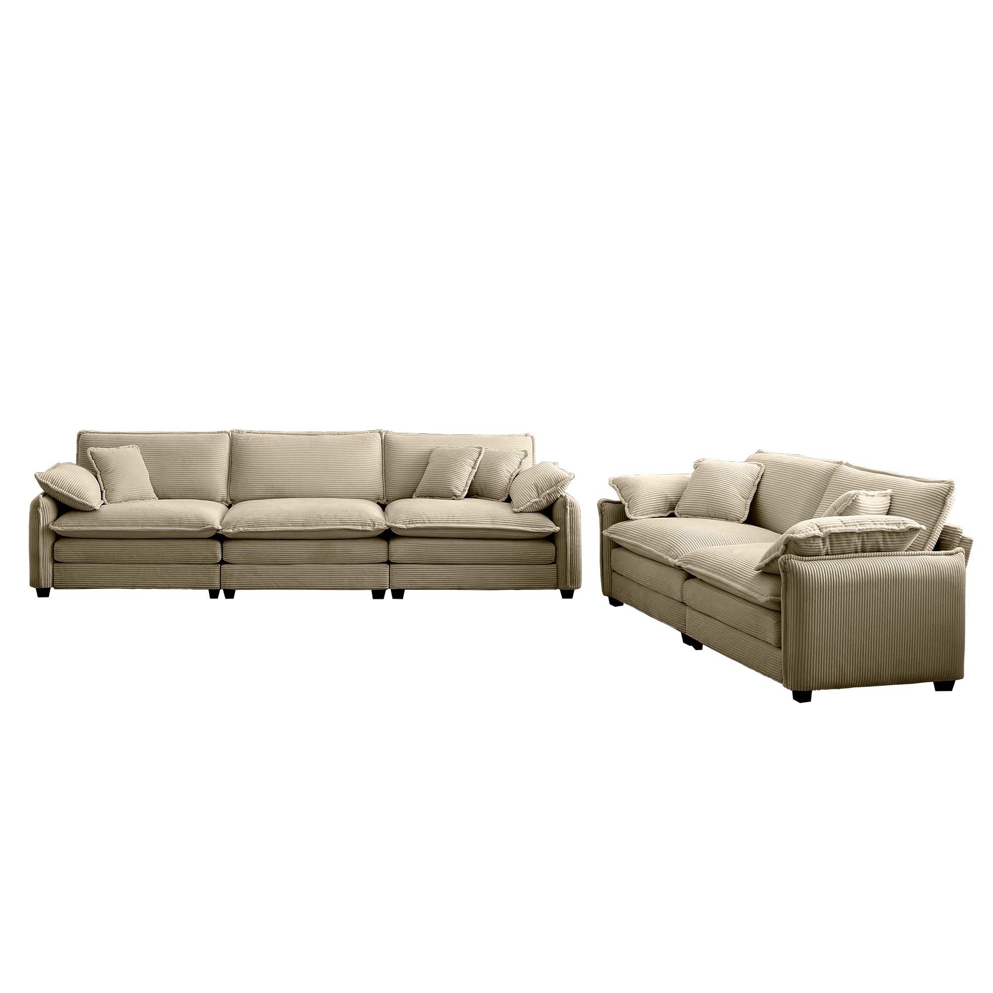 Family Sofa Set Deep Seat Sofa, Warm Sofa For Home Cinema And Living Room, One 2 Seater Sofa And One 3 Seater Sofa,Tan Corduroy Tan Corduroy 5 Seat