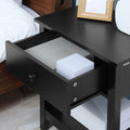 Homcom End Table, 2 Tier Side Table With Drawer And Storage Shelf, Modern Beside Table For Bedroom, Living Room, Black Black Mdf