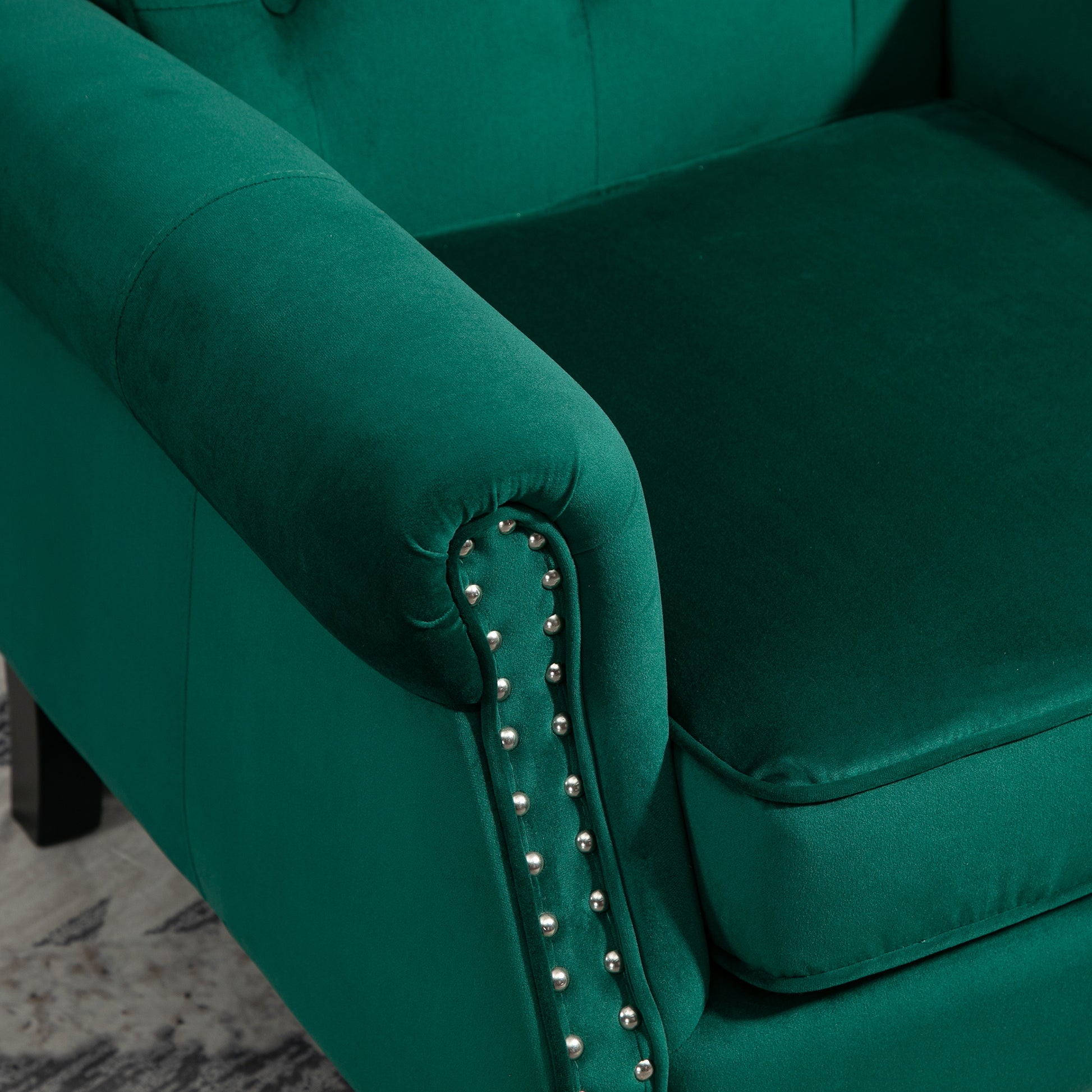 Coolmore Wood Frame Armchair, Modern Accent Chair Lounge Chair With Sturdy Wood Legs For Living Room Bedroom Green Green Primary Living Space Foam Velvet