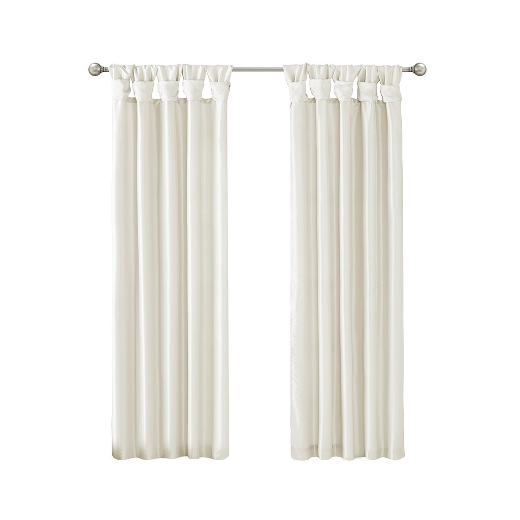 Twist Tab Lined Window Curtain Panel Pair 2 Pcs Window Panels White Polyester