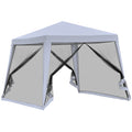 Outsunny 10'X10' Outdoor Canopy Tent, Slant Leg Sun Shelter With Mesh Sidewalls, Patio Tents For Parties, Grey Grey Steel