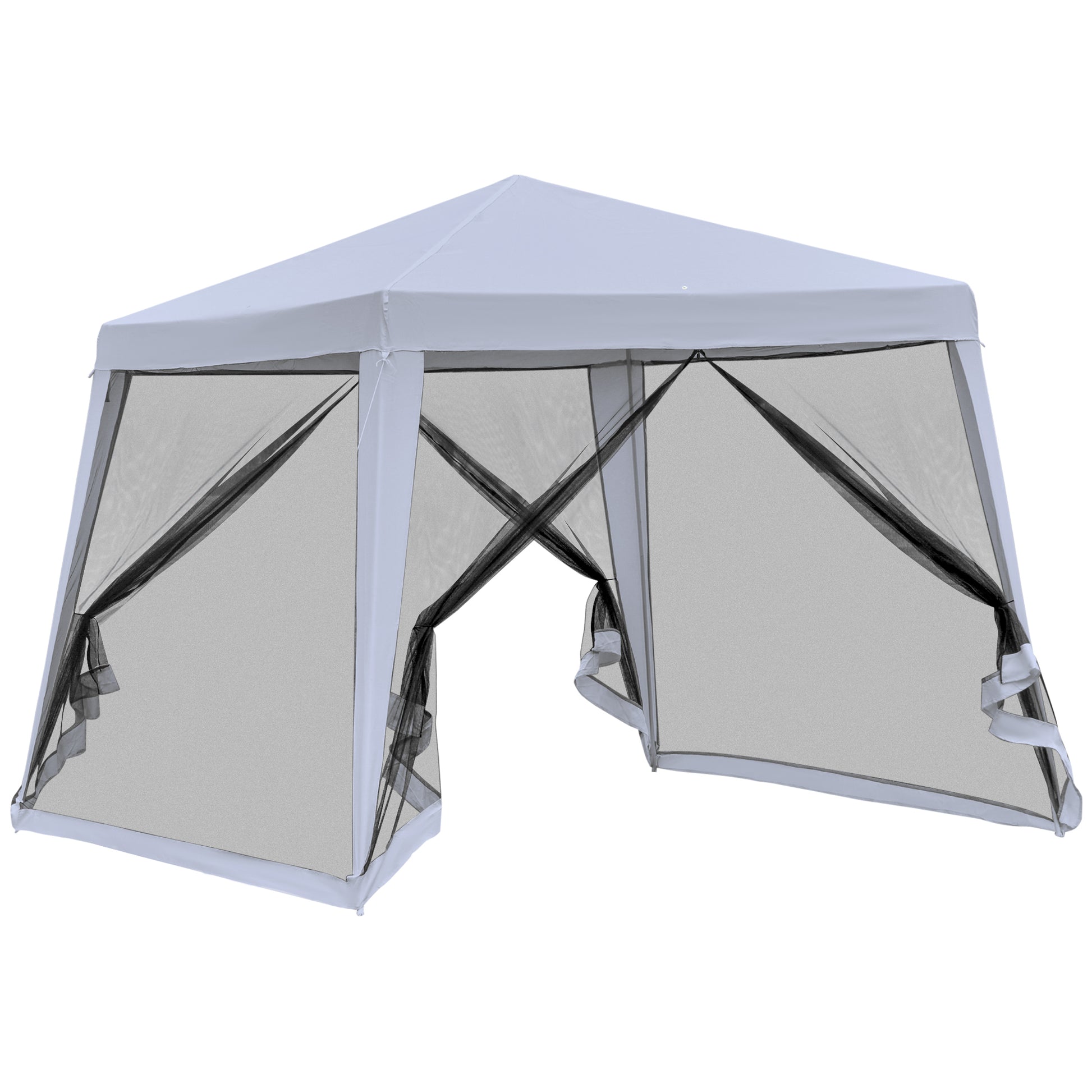 Outsunny 10'X10' Outdoor Canopy Tent, Slant Leg Sun Shelter With Mesh Sidewalls, Patio Tents For Parties, Grey Grey Steel