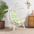 Gianni Teardrop Chair White Green Pe Rattan Iron Waterproof Fabric