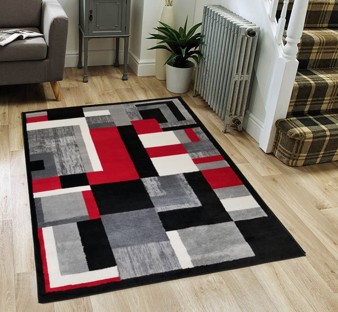 Jersey Area Rugs, Carpets For Livingroom, 5X7 Area Rugs ,3006 Black Grey Rectangle 5&7 Grey Contemporary Abstract Polypropylene