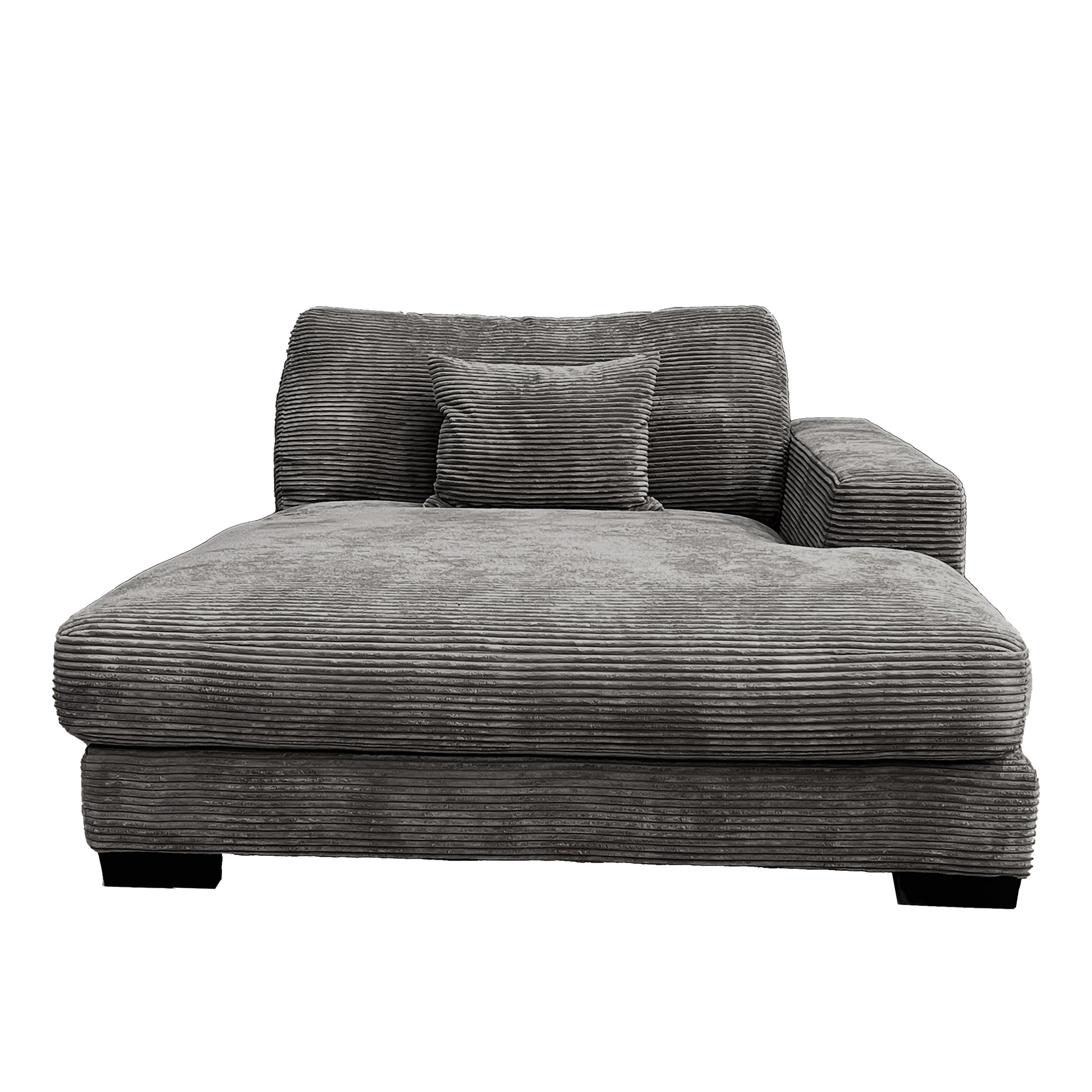 Bella Grey Corduroy Right Facing 3 Piece Sectional Grey Wood Corduroy 3 Seat