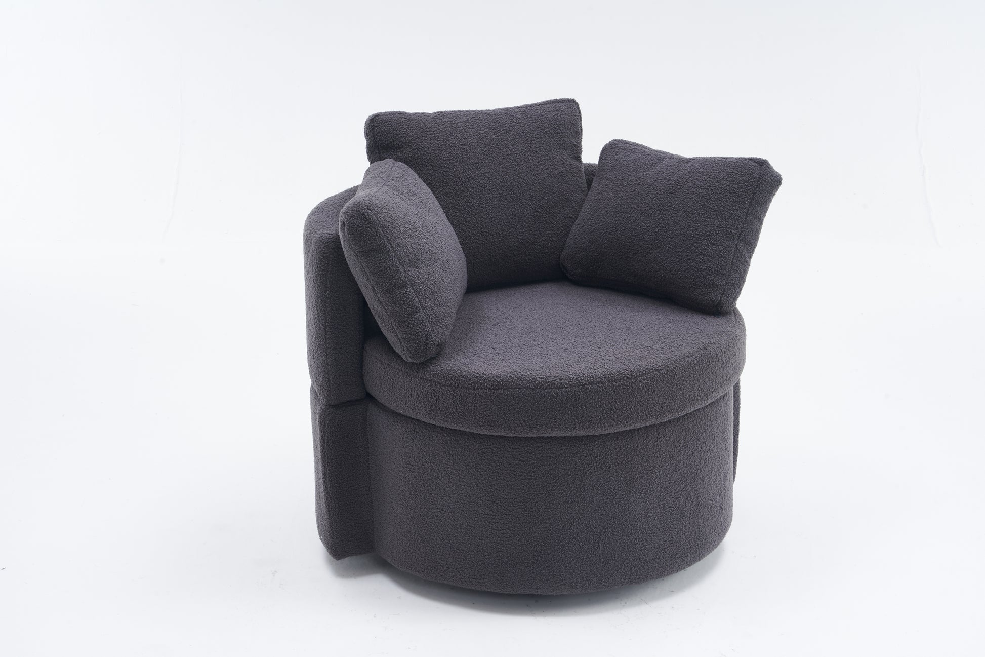 029 Teddy Fabric Swivel And Storage Chair With Back Cushion For Living Room,Dark Gray Dark Gray Primary Living Space Modern Foam Teddy