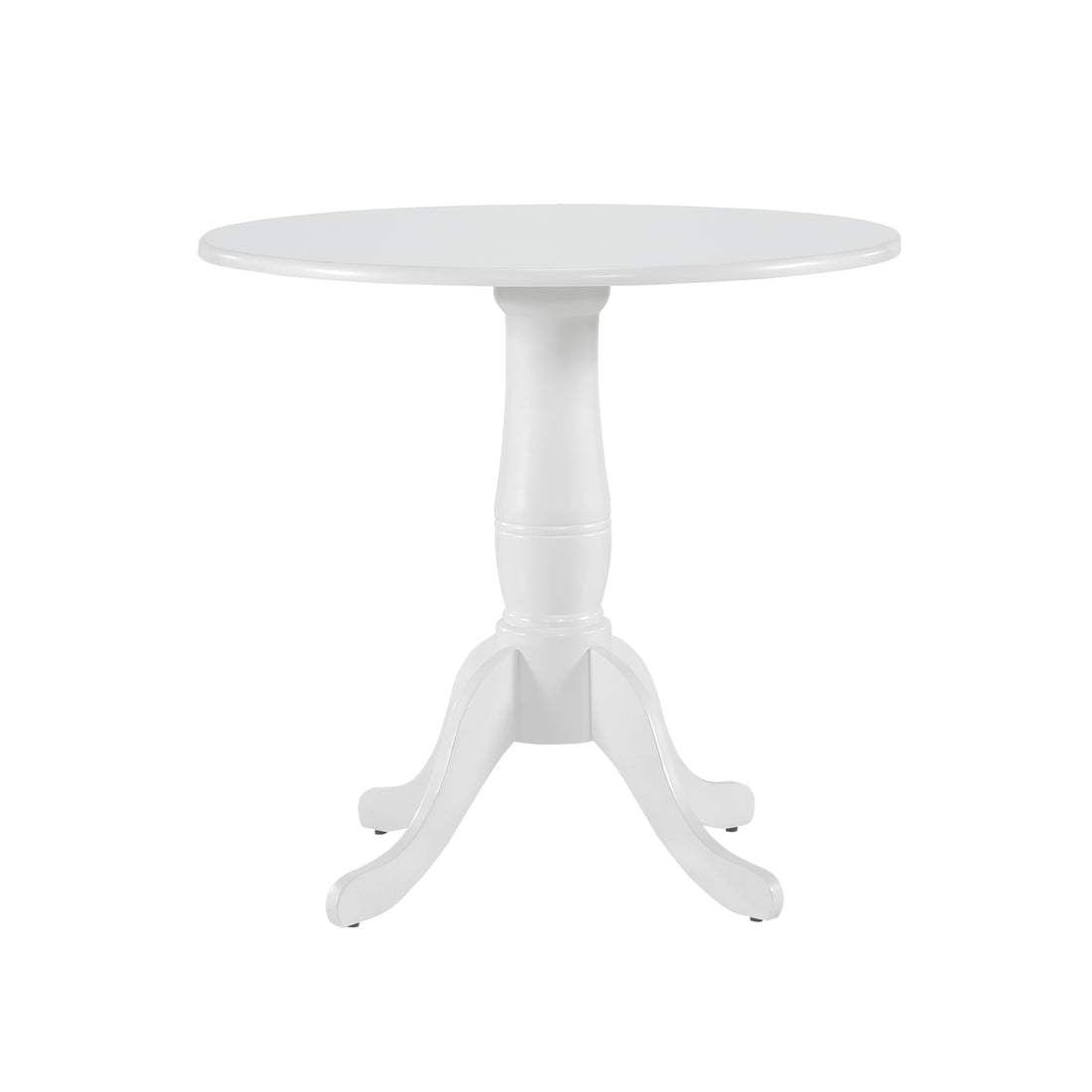 White Finish 1Pc Round Table Wooden Pedestal Base Casual Farmhouse Style Kitchen Dining Room Furniture White Seats 4 Dining Room Casual,Farmhouse Round Wood Pedestal