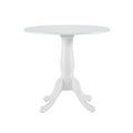 White Finish 1Pc Round Table Wooden Pedestal Base Casual Farmhouse Style Kitchen Dining Room Furniture White Seats 4 Dining Room Casual,Farmhouse Round Wood Pedestal