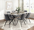 Modern Design Dining Chairs 2Pc Set Gray Faux Leather Upholstery Black Metal Legs Kitchen Dining Furniture Gray Dining Room Modern Side Chair Metal