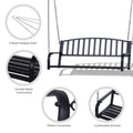 Outsunny 2 Person Front Porch Swing Patio Swing Bench, Outdoor Steel Swing Chair With Sturdy Chains, For Backyard, Deck, 528 Lb Weight Capacity, Black Black Steel
