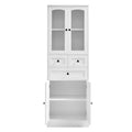 Tall Bathroom Storage Cabinet, Cabinet With Four Doors And Drawers, Adjustable Shelf, Mdf Board, White White Mdf