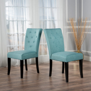 Dining Chair Set Of 2 Blue Fabric