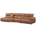 147.24'' Oversied Modern Sectional Curved Shaped Sofa Couch For Living Room,Upholstered 5 Seat Sofa Eco Leather Couch Set ,Brown Brown Leather 5 Seat