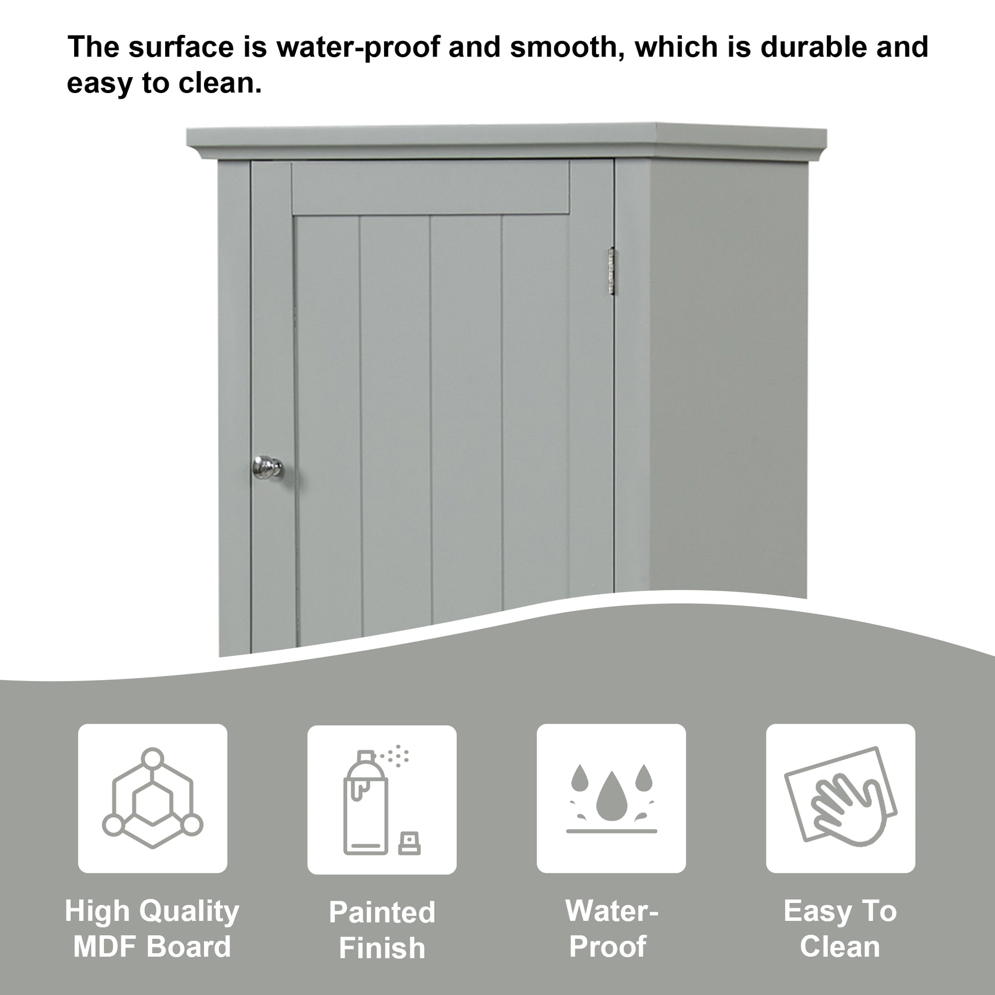 Tall Bathroom Storage Cabinet, Freestanding Storage Cabinet With Drawer And Adjustable Shelf, Mdf Board With Painted Finish, Grey Old Sku:Wf312727Aae Grey Mdf