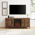 Modern Farmhouse Barn Door Fireplace Tv Stand For Tvs Up To 65 Rustic Oak Oak Mdf Mdf