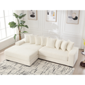Arrived Oversized Two Piece Couches, L Shaped Sofa, Corduroy, Left Chaise Daybed,With Armrests,Eight Throw Pillows,Corner Sofa,Easy To Assemble, Beige Beige Polyester Wood Primary Living Space Pillow Back Medium Soft Modern Square Arms Wood 3 Seat