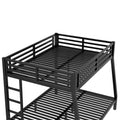 Metal Full Xl Over Queen Bunk Bed For Teens And Adults,Space Saving Noise Reduced No Box Spring Needed,Black Full Xl Black Metal
