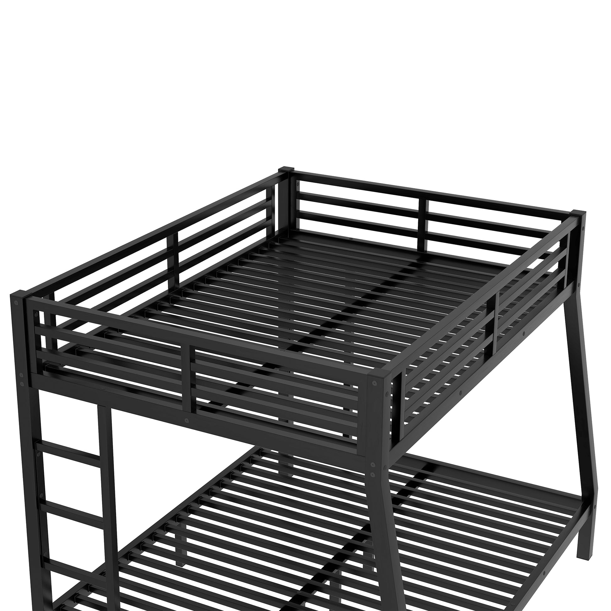 Metal Full Xl Over Queen Bunk Bed For Teens And Adults,Space Saving Noise Reduced No Box Spring Needed,Black Full Xl Black Metal