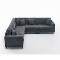 Packaging Upgrade Oversized Modular Sectional Sofa Set, L Shaped Couch,Corduroy ,Upholstered,Deep Seat,5 Seat,5 Throw Pillow And 6 Back Cushion,Living Room, Apartmentgray Gray Polyester Wood Primary