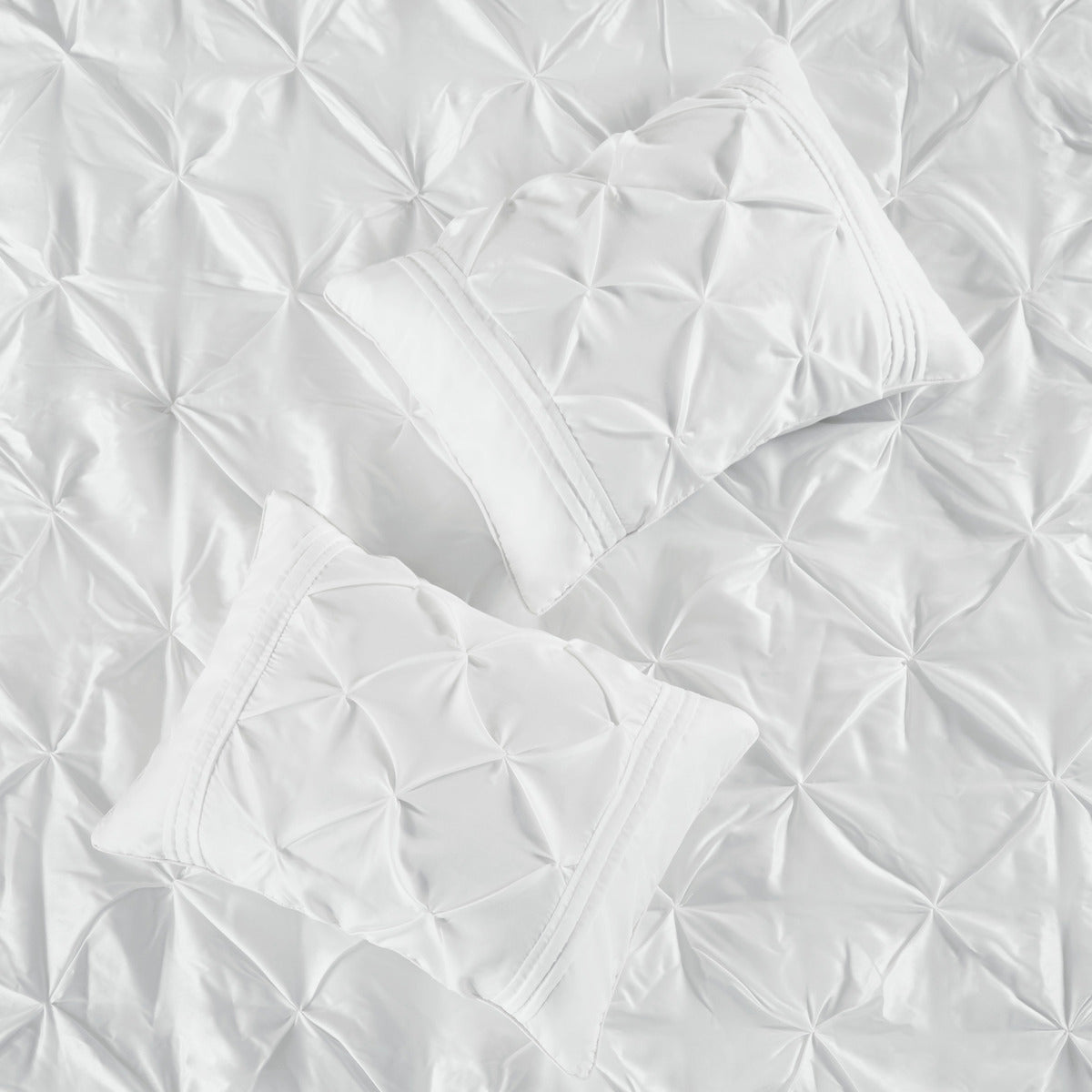 7 Piece Tufted Comforter Set White Queen Queen White Polyester