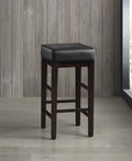 Transitional Black Faux Leather Seat 29 Inch Pub Height Stools Set Of 2, Espresso Finish Solid Wood Frame Black,Espresso Espresso Dining Room Transitional Solid Wood