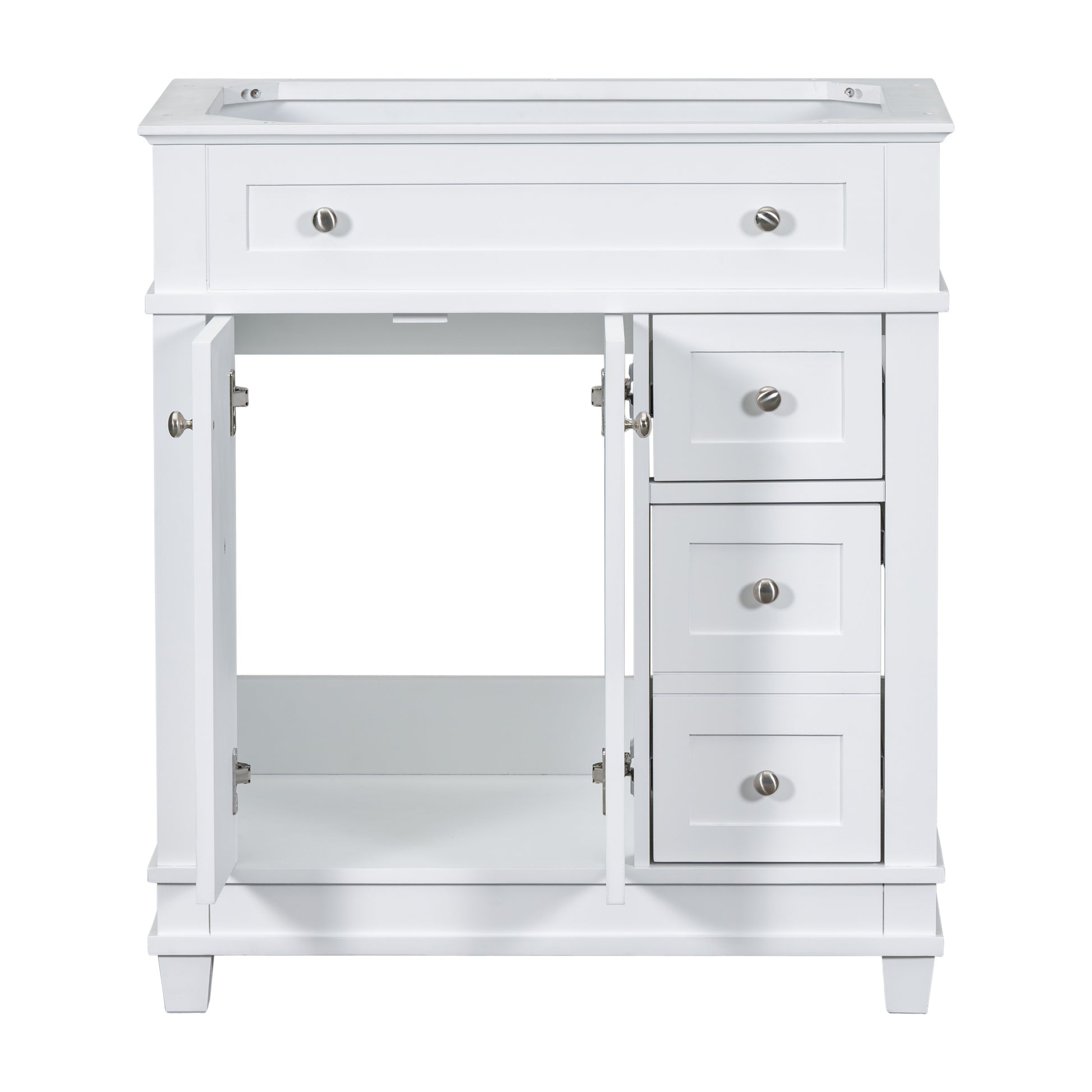 30" Bathroom Vanity Cabinet Without Sink, Free Standing Vanity With 2 Drawers& Soft Closing Doors, Solid Wood Frame Bathroom Cabinet, White Not Include Sink 2 White 2 1 Bathroom Freestanding Solid Wood Mdf Painted