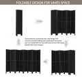 8 Panel Room Divider, Folding Room Divider Privacy Screen 5.6Ft Tall, Wood Freestanding Louvered Divider Screen For Home Office Restaurant Bedroom Black Black Rustic Wood
