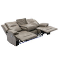 3 Seater Home Theater Recliner Manual Recliner Chair With A Led Light Strip Two Built In Cup Holders For Living Room,Bedroom, Grey Grey Foam Pu