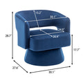 Swivel Barrel Chair, Velvet Accent Armchair 360 Degree Swivel Club Chair For Living Room Bedroom Reception Room Blue Foam Velvet