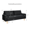 Sofa Simple Small House Double Three Person Straight Row American Retro Green Velvet Furniture Fabric Sofa Small Living Room Bedroom Office Black Solid Wood 3 Seat