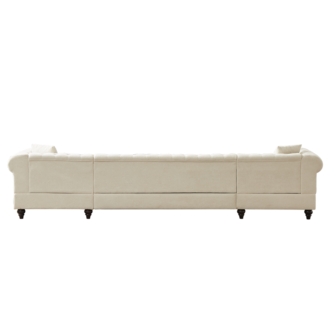 135.5 Inch Modern Style Chenille Three Piece Sofa, Pull Point Design U Shaped Sofa Two Chaise Longue Seats, Two Pillows And Wooden Feet, Suitable For Living Room, Bedroom, Lounge And Projection Room