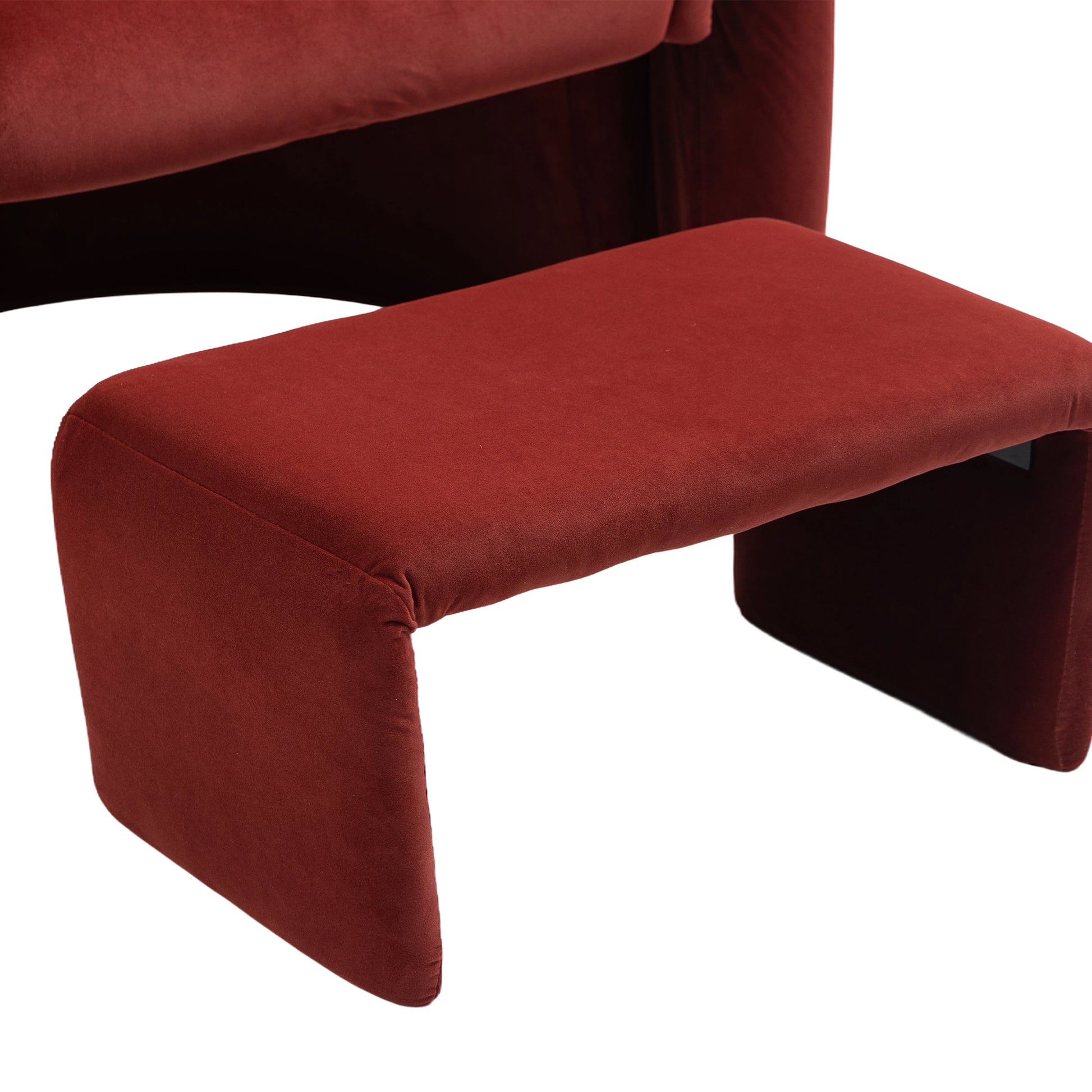 Coolmore Accent Chair With Ottoman, Mid Century Modern Barrel Chair Upholstered Club Tub Round Arms Chair For Living Room Bedroom Office Wine Red Velvet Wine Red Foam Velvet