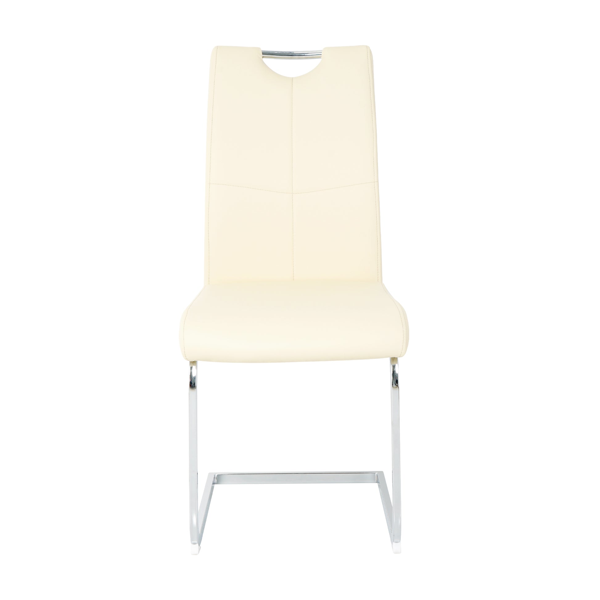 Modern Simple Rectangular Glass Dining Table, Solid Tempered Glass Tabletop, Electroplated Table Legs, Light Yellow Pu Dining Chair Set, Suitable For Restaurant Kitchen Use Set Of 7 Upholstered Chair Glass Light Yellow Seats 6 Metal Rectangular Dining