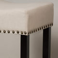 Laramie Linen Fabric Counterstools, 2 Pcs Set, Beige Beige Black Fabric